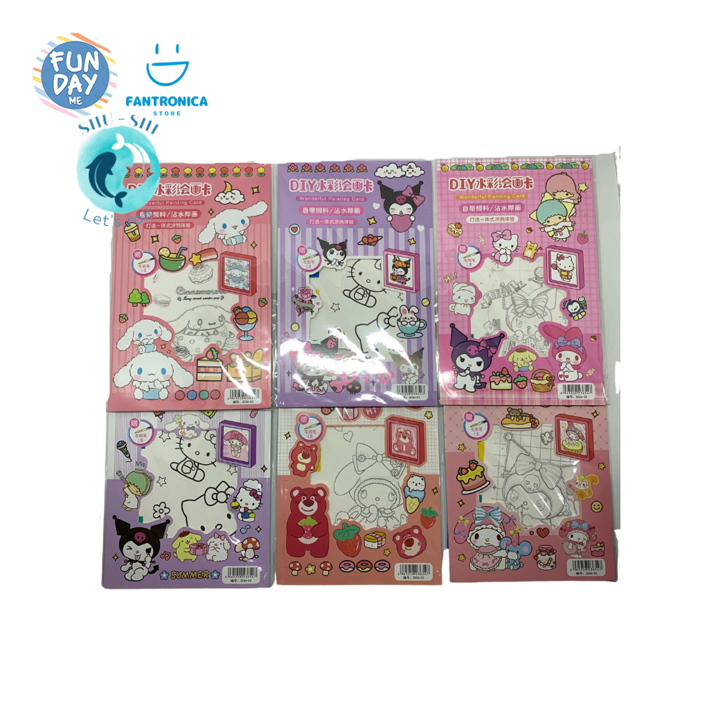 

Set Lukis Sanrio / Lukis Air Sanrio dengan Kuas dan Cat Warna / Edukasi Anak / Belajar Mewarnai