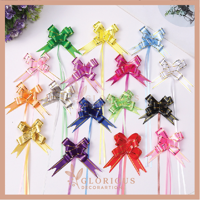 

PIta Kado Tarik 18mm List Gold Mini Pita Serut Mini Dekorasi Hampers Kado