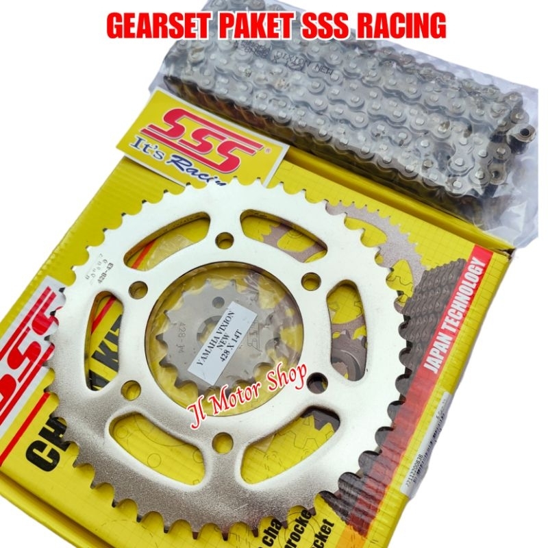 Gear set Gir Set SSS 428 415 Yamaha R15 VVA - R15 V3 -  XSR 155 Vixion R 155 MT15 MT 15 R15 V1 V2 XABRE VIXION NEW Rantai Gold