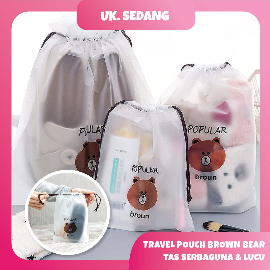 Travel Pouch Brown Line Friend Tas Kosmetik Serbaguna dan Lucu