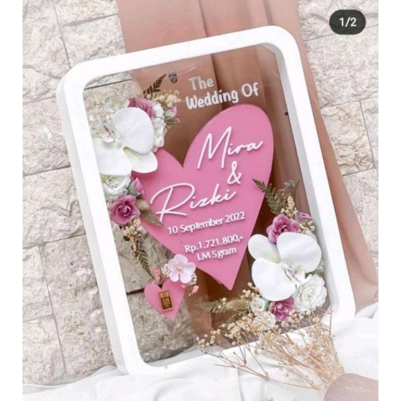 Bingkai Mahar Pernikahan Akrilik Love 30*40