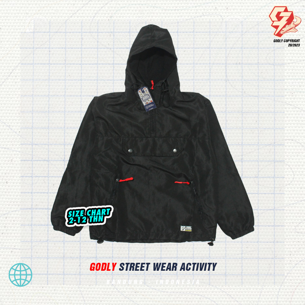 Jacket Anak Parasut CAGOULE tebal 1-12 tahun / Realpict godlykids / Atasan Anak Waterproof