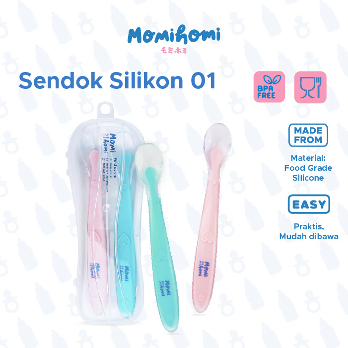 MOMI HOMI Sendok Makan Bayi 01 Silikon Peralatan Perlengkapan MPASI Baby Safety Spoon Lentur Sendok Makan Silicone Mpasi Baby Food Spoon