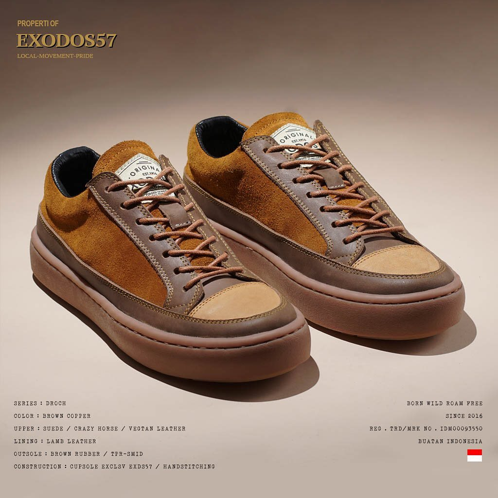 SEPATU EXODOS57 DROCH BROWN COOPER | SEPATU BIKERS | ORIGINAL