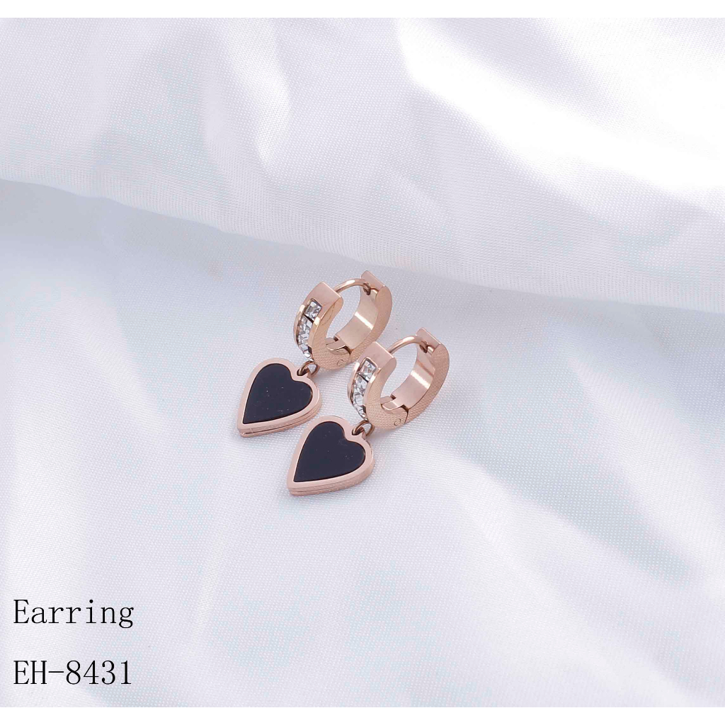 Anting Titanium Permata Hitam Dan Putih Perhiasan Fashion 8431