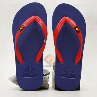 CAPHARNAUM [Messie] Red On Navy Sandal Jepit Pria Simple Cozy