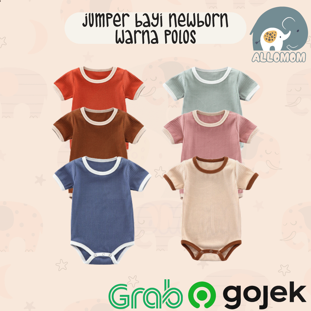 ( IMPORT ) Jumper Newborn Polos Kancing Segitiga Premium Baby / Bayi Katun Halus Kualitas