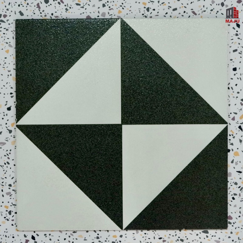 Tegel Keramik Lantai Teras 40X40 Martin Black Hitam Putih YHC