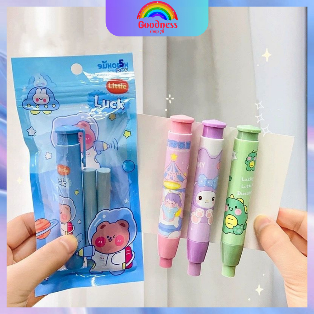 

Penghapus Mekanik Pensil, Mechanical Eraser , 1 set isi 1 tempat dan 2 refill Penghapus mekanik Cute FREE 2