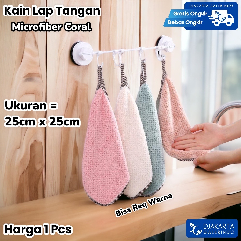 Kain Lap Tangan Gantung Microfiber Coral - Hand Towel - Kain lap dapur - Kain lap serbaguna Anti minyak