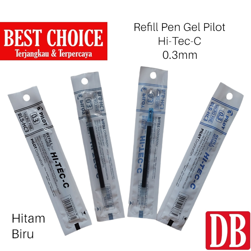 

Refill / Isi Ulang Gel Pen / Pulpen Hi-Tec-C Pilot 0.3mm Hitam / Biru