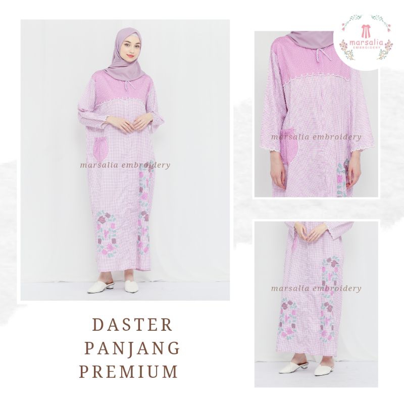 MARSALIA Daster Panjang Lengan Panjang 7/8 Bordir Premium Katun Jepang
