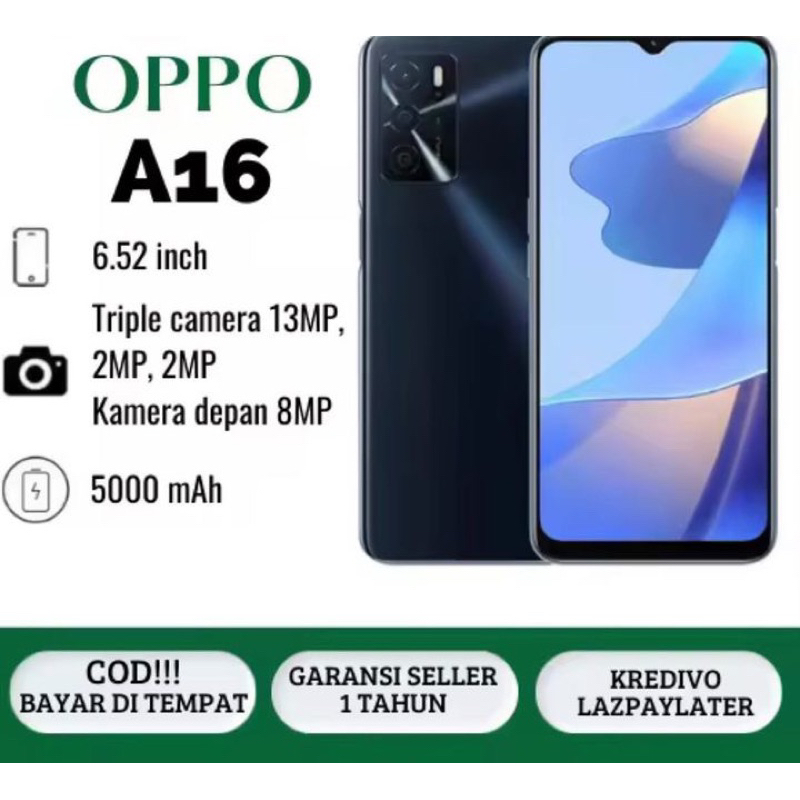 OPOO A16 RAM 6/128GB GARANSI TOKO 1 TAHUN FULLSET