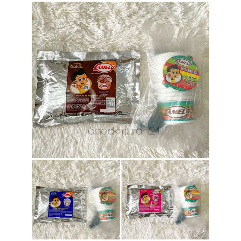 

PAKET Bubuk Es Krim Camelo 250 GRAM + 60 Pcs CUP Plastik lengkap dengan sendok dan tutup