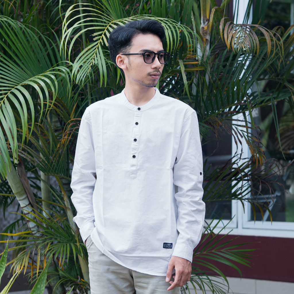 Moralist - Kemeja Koko Pria Lengan Panjang Kemko Casual Premium Linen Takako High Quality