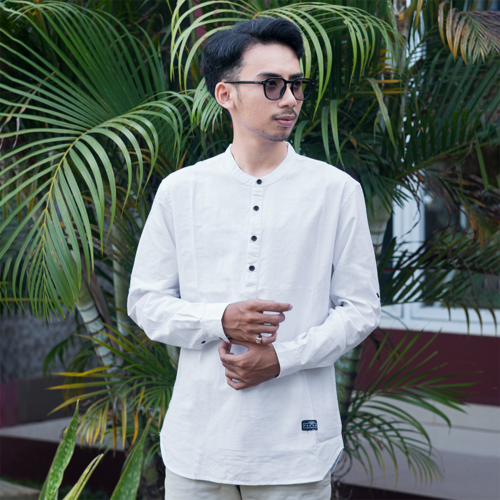 Moralist - Kemeja Koko Pria Lengan Panjang Kemko Casual Premium Linen Takako High Quality