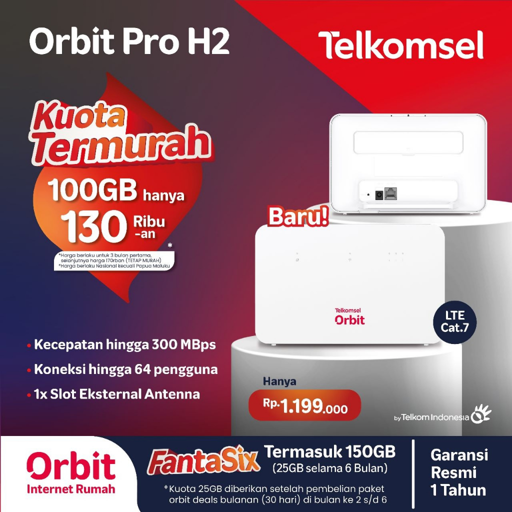 Home Router Orbit Pro 2Band WiFi 4G High Speed Free 150GB Garansi Resmi