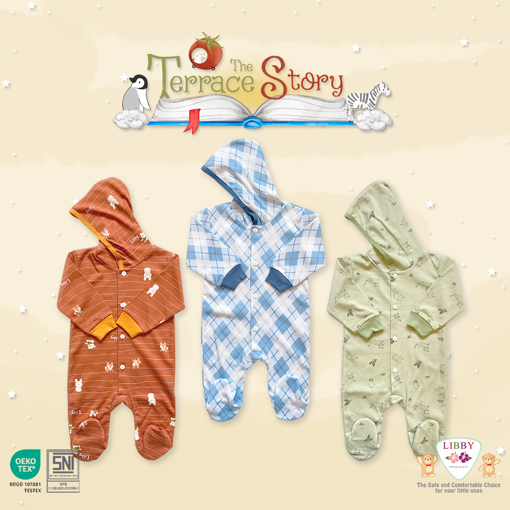 Libby Baby Jumpsuit Topi Tutup Kaki MOTIF BABY COLLECTION/SUMMER GAMES/THE TERRACE STORY - LIBBY THE ENCHANTED WILD -Libby Hello Sunshine/sleepsuit bayi