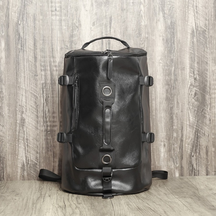 Tas Ransel Kulit Pria Backpack Pria Waterproof HIKE HITAM