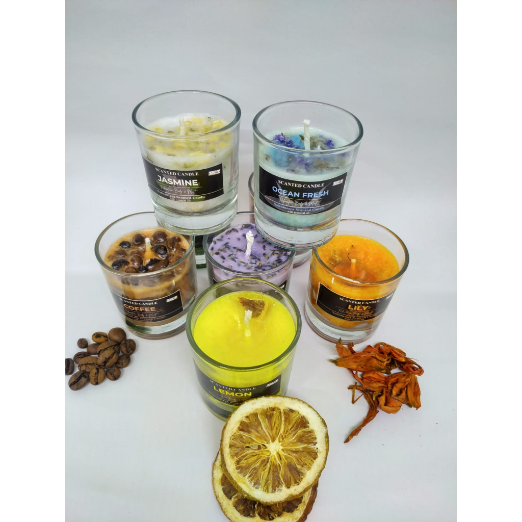 SCENTED CANDLE Lilin Aromaterapi 100% WAX 100% PREMIUM | Lilin Aroma Therapy With Essential Oil | Lilin Teraphy Berfungsi Sama Dengan DIffuser Essential Oil | Scented Candle Essential Oil