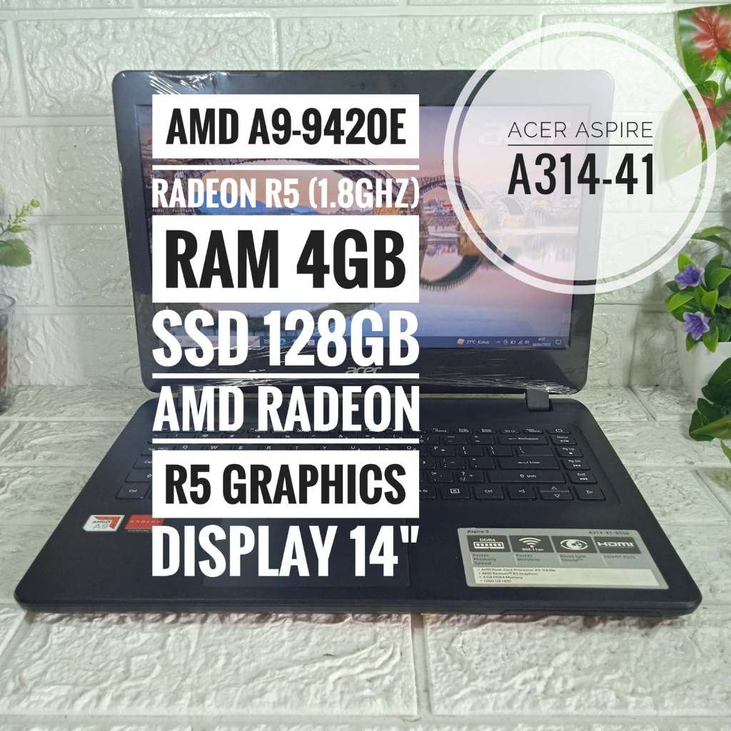 Laptop Acer Aspire A314-41 Ram 4Gb Ssd 128Gb