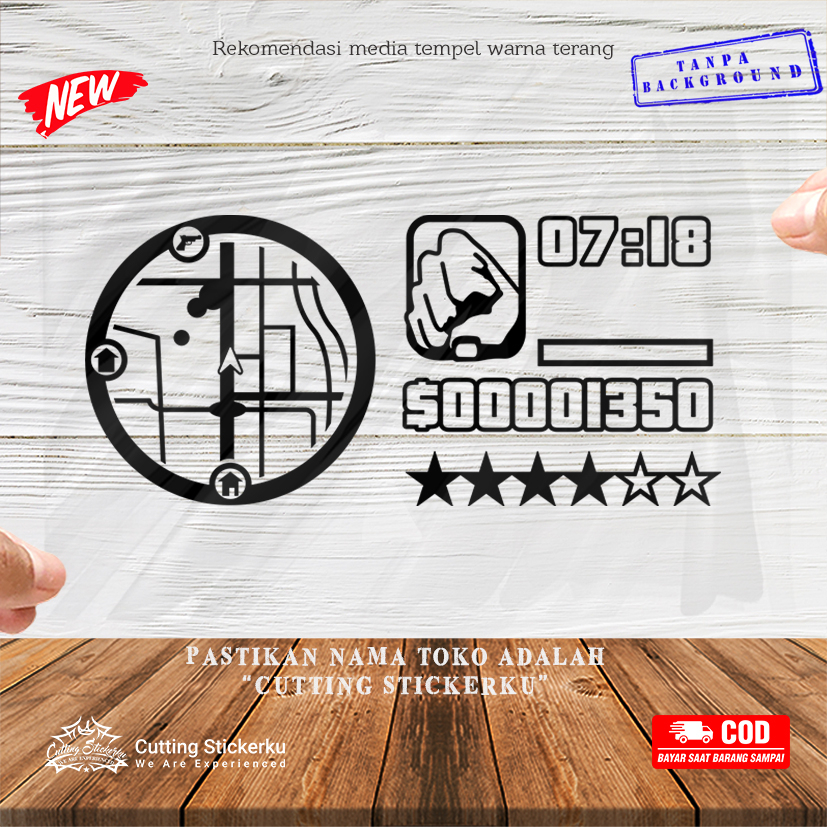 Cutting Sticker GTA Minimap Indikator Variasi Sticker Keren Kaca Mobil Avanza Skotlet Motor