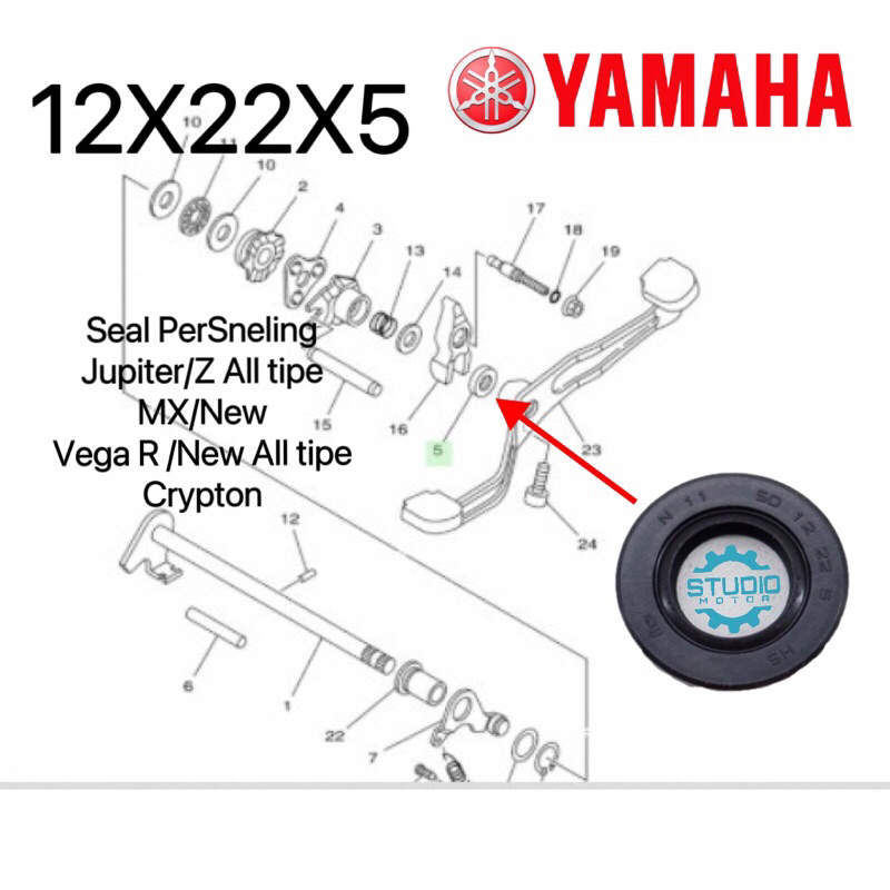 Sil Seal Oliseal Pedal Operan Perseneling Oporan Gigi Vega R New Vega ZR RR JupZ Jupiter Z New 115 Robot Mx Lama Mx New Crypton Original YGP 93102-12883