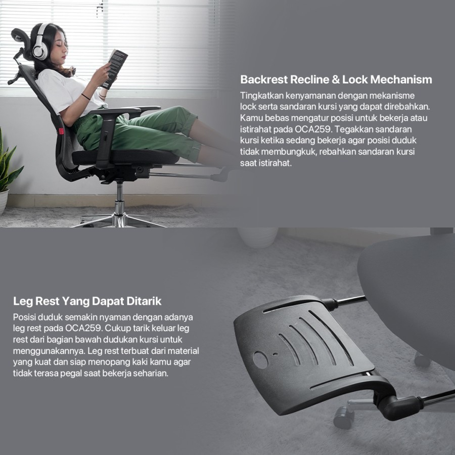 Fantech OCA-259 Office Chair Gaming Kursi Kantor Kerja OCA259 OCA 259