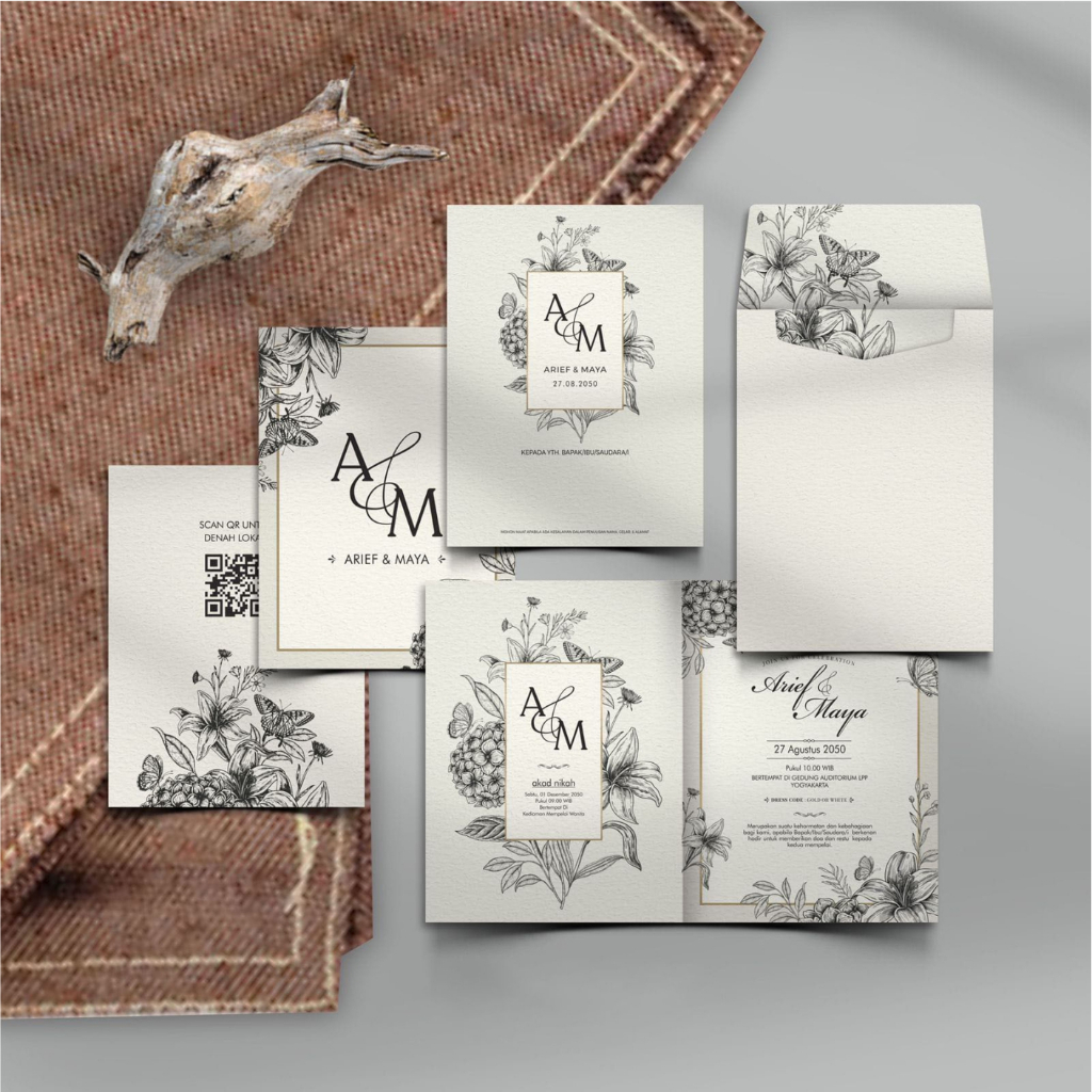 Undangan Softcover Pernikahan Amplop dan Isi Undangan