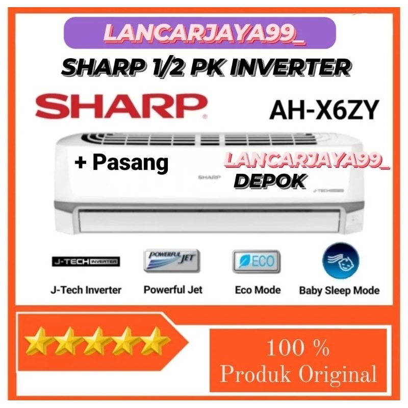 AC SHARP 1/2 PK INVERTER PAKET PASANG
