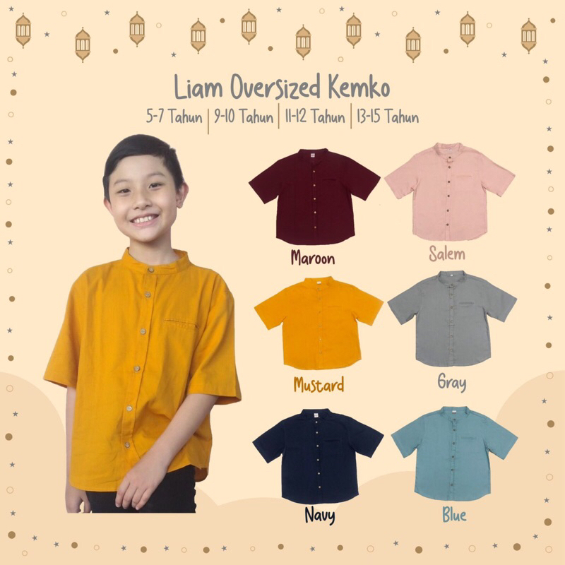 [READY] Liam Oversize Kemko (kemeja pendek anak laki)