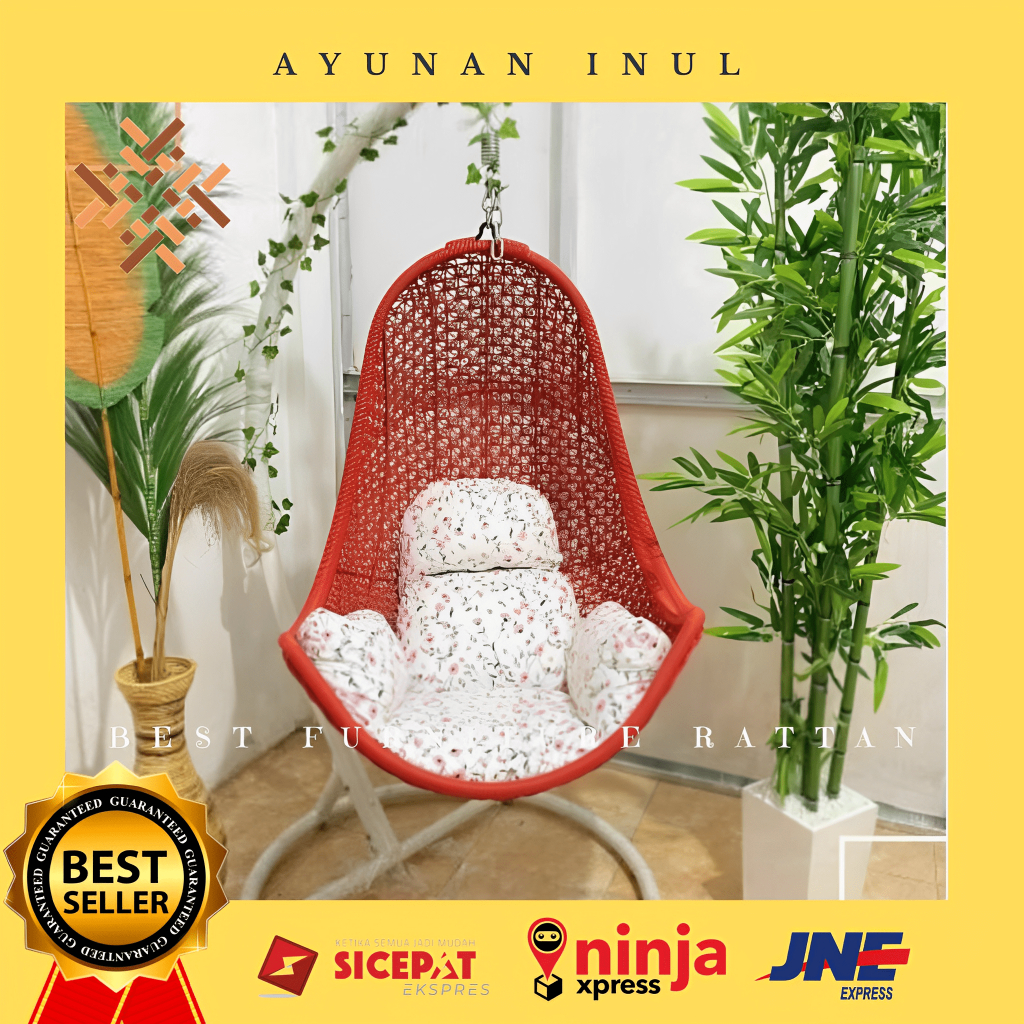 Kursi Ayunan Kursi Rotan Sintetis Gantung Anak anak Dewasa Malas Santai Halaman Nyaman Empuk Elegan 