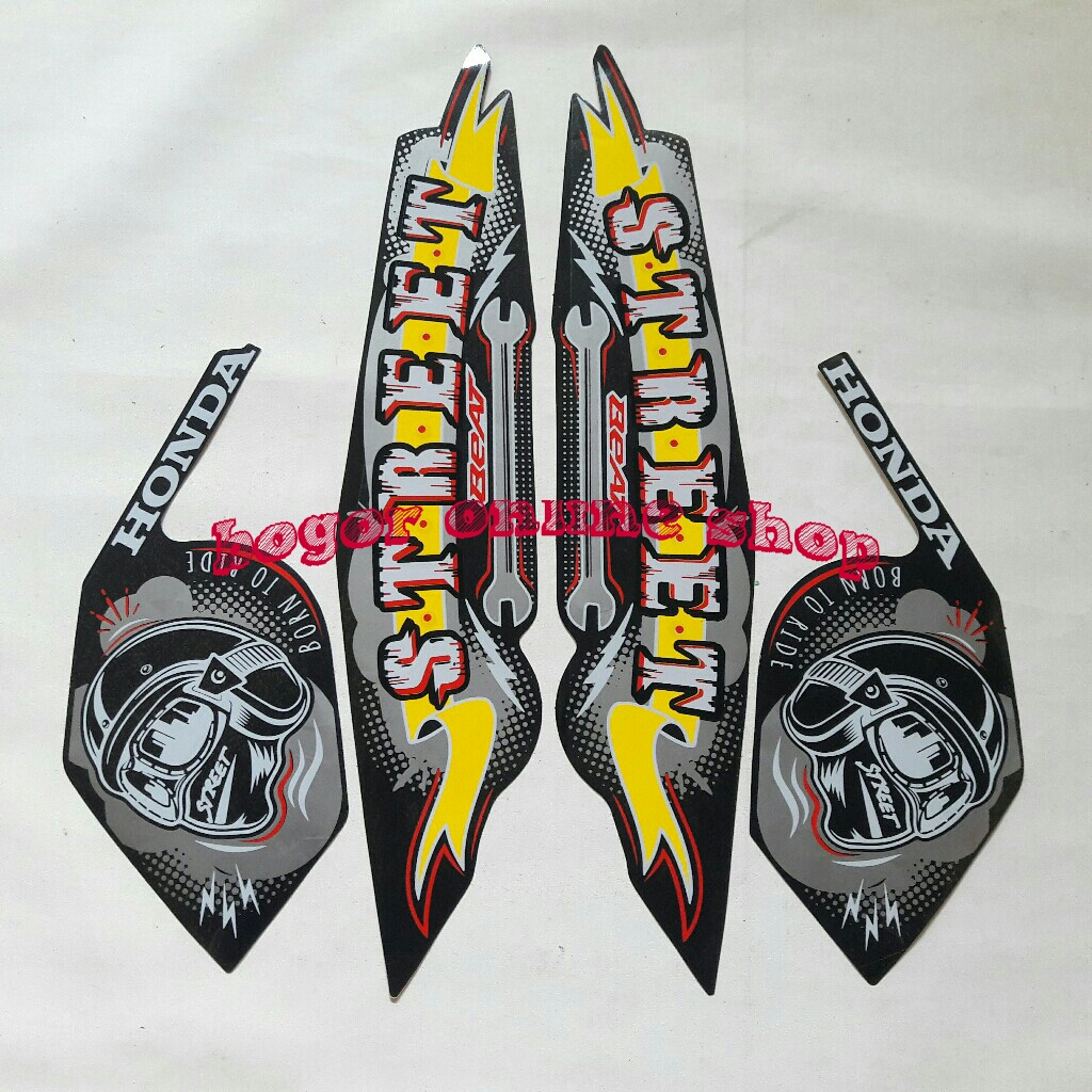 striping stiker motor honda beat street 2023 full hitam-kuning