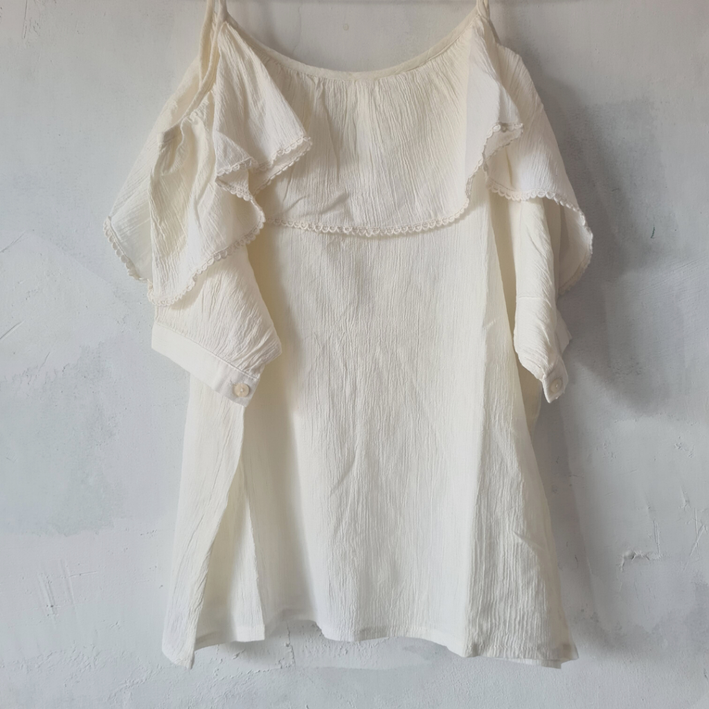 BAJU SABRINA ATASAN PUTIH CEWEK BLOUSE SABRINA MURAH