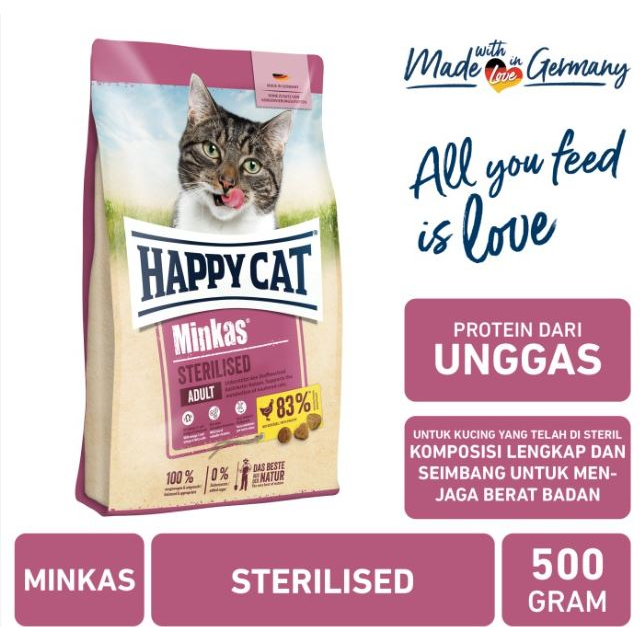 Happy Cat Minkas Sterilised 500GR Makanan Kucing Dry Food Steril