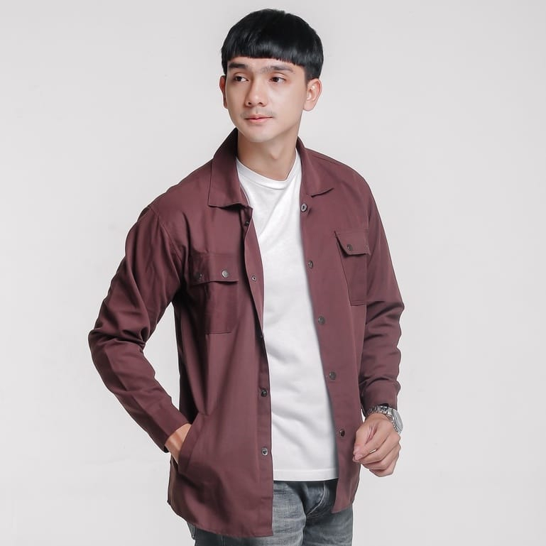 KEMEJA SEMI PARKA PRIA Bahan Canvas TR/Kemeja Pria/Hem Pria/Kemeja Polos