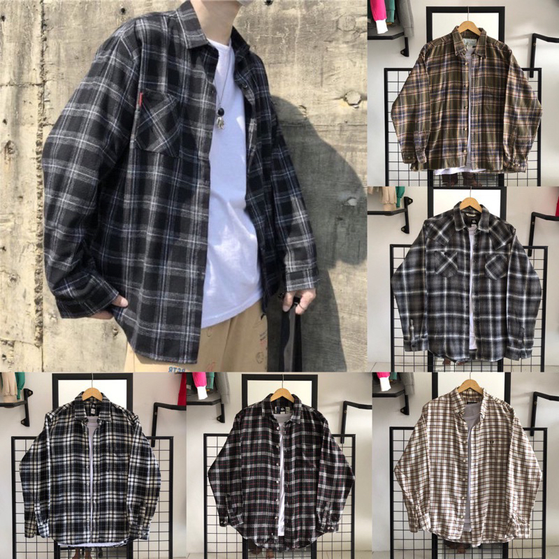 [PART 2 FLANEL] KEMEJA FLANEL UNISEX COWOK CEWEK| KEMEJA LENGAN PANJANG OVERSIZE (THRIFT SHOP)