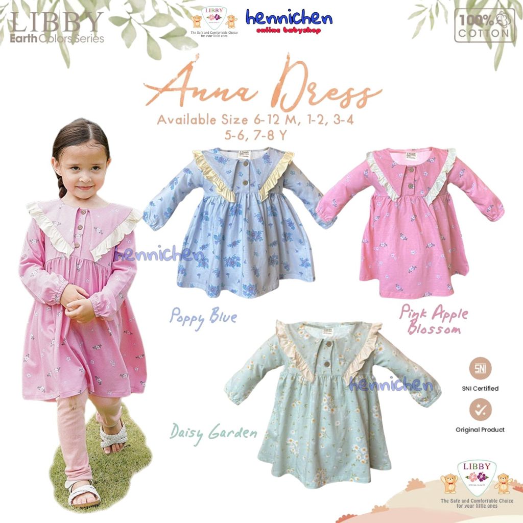 LIBBY  ANNA DRESS / NARA DRESS / JOLIE DRESS EARTH COLORS SERIES DRESS BAJU ANAK FASHION ANAK PEREMPUAN 6 BULAN - 6 TAHUN