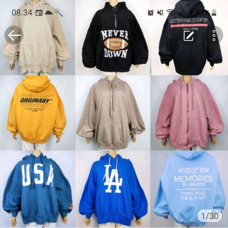 CREWNECK SWEATER HOODIE OVERSIZE TANGAN BALON