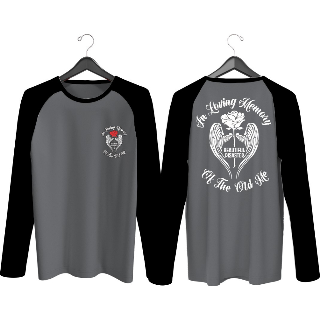 Kaos Atasan Wanita Lengan panjang / Kaos raglan Wanita sablon Roses depan belakang / Kaos Cewek/ Kao
