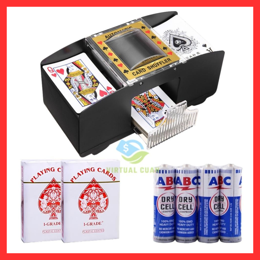 Alat mesin pengocok card shuffler kartu remi poker otomatis 1-2 Deck