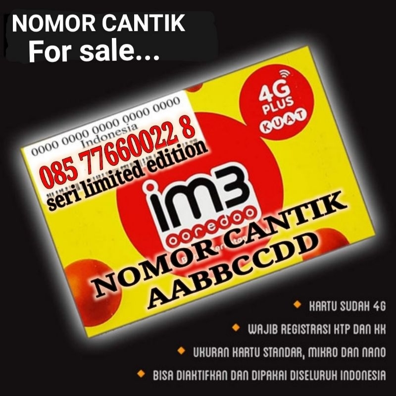 NOMOR CANTIK INDOSAT OOREDOO AABBCCDD DOUBLEDOUBLE