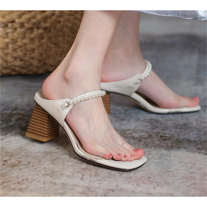 Korean Rhinestone PVC Transparant Heels /Sepatu Heels 5373 (Size 34 - 40)