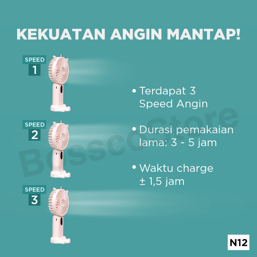 Kipas Angin Kecil Portable 2400 mAh Rechargeable 3-Speed Mini Fan portable kipas angin mini kipas angin genggam kipas angin meja baterai besar tahan lama kipas angin kecil premium kipas angin mini lucu kipas angin portable mini kipas angin usb