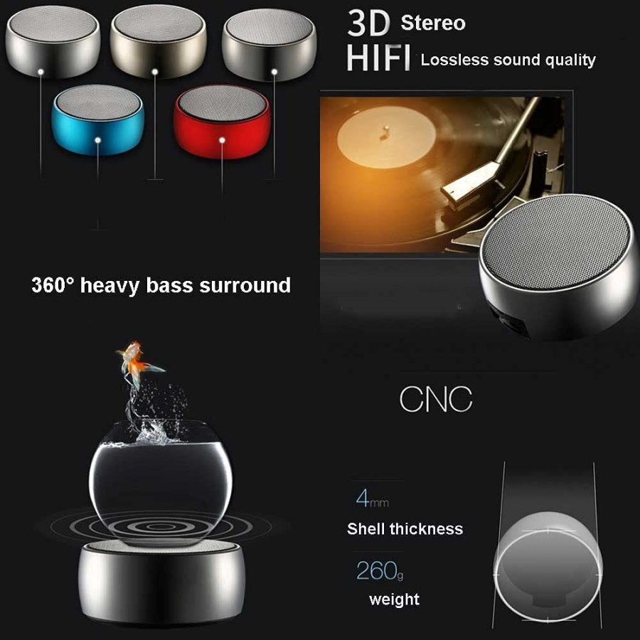 Speaker Bluetooth Mini Simplicity Metal Wireless Portable
