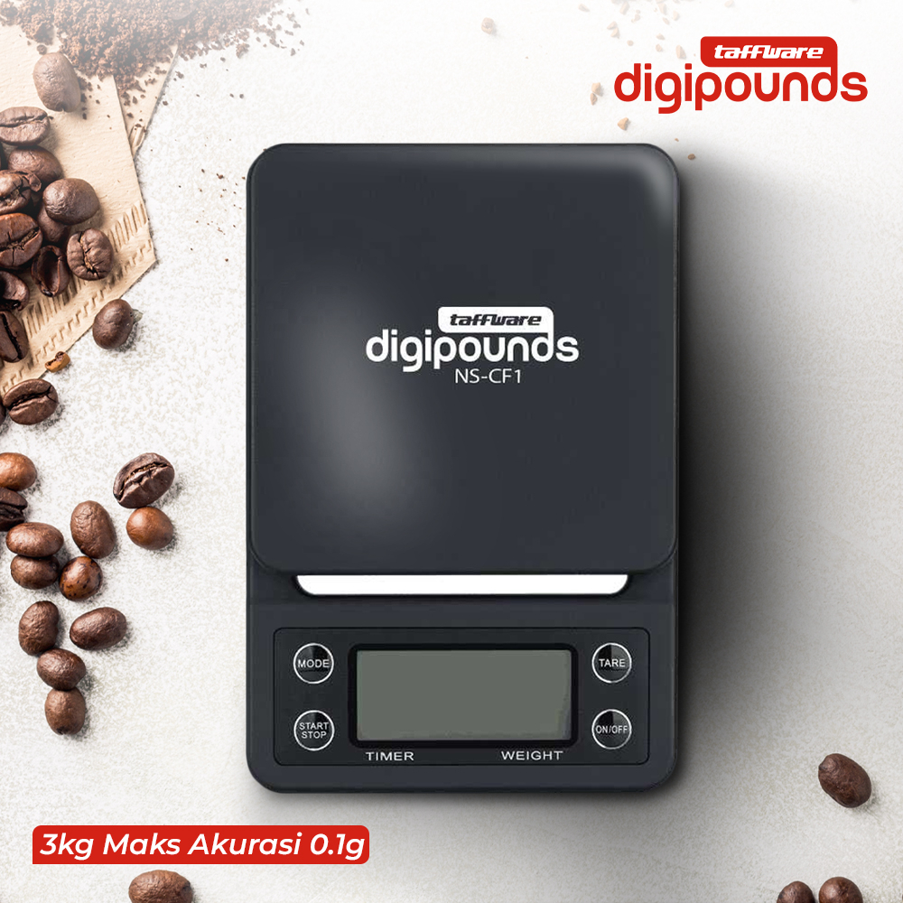 Taffware Digipounds Timbangan Dapur Timer 3kg Akurasi 0.1g - NS-CF1 - Black