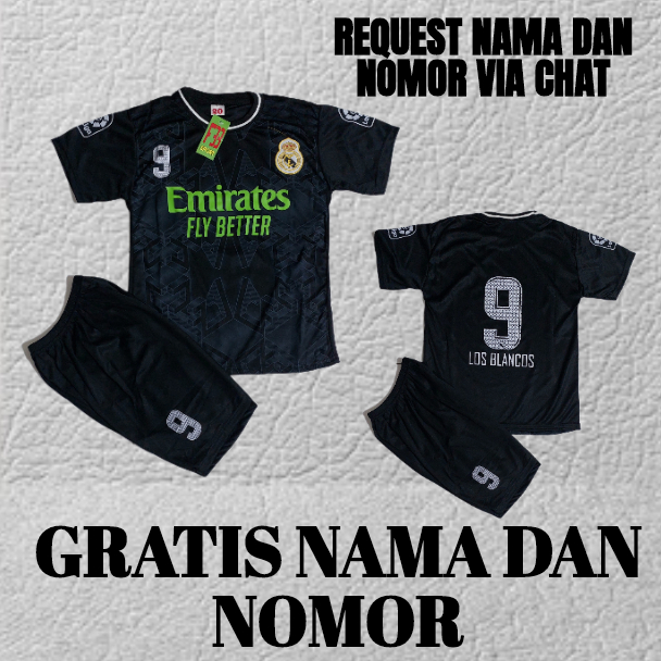 Setelan baju bola real madrid4-12thn