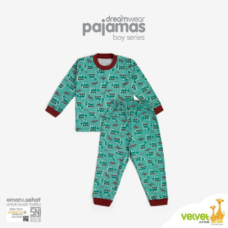 Baju Bayi Setelan Panjang Piyama Anak Velvet Junior Brave Builder