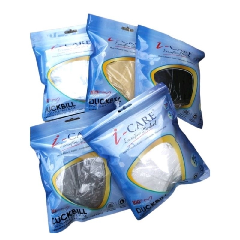 Masker Duckbill i care 4ply Sachet ziplock isi 25pcs Kemenkes