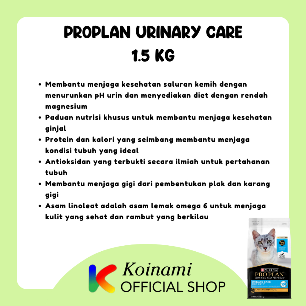 PROPLAN URINARY CARE 1,5 KG / MAKANAN KUCING / CAT FOOD